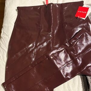 SPANX Glossy Maroon Leggings